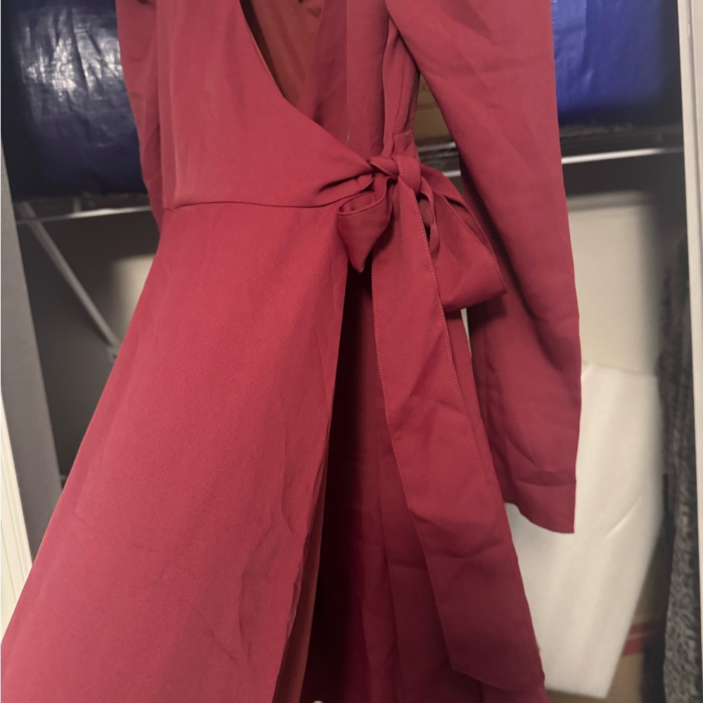 NWT Elegant Burgundy Wrap Dress - Picture 3 of 5